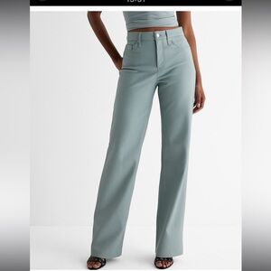 Elegant Women's Faux Leather blue Pants